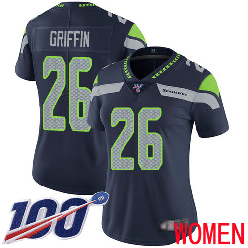 Seattle Seahawks Limited Navy Blue Women Shaquill Griffin Home Jersey NFL Football #26 100th Season Vapor Untouchable